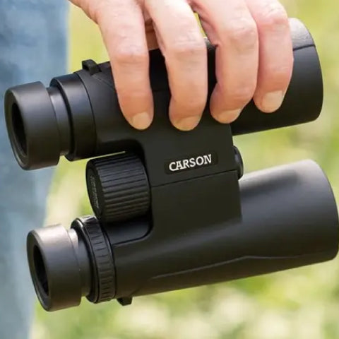 Person holding a par of binoculars