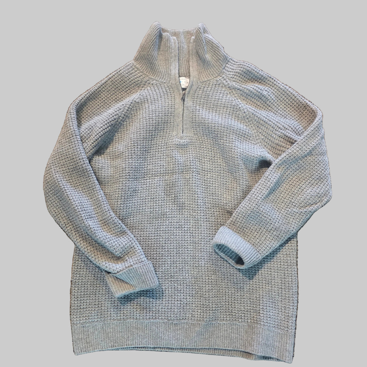 Oliver Charles 100% Khullu Yak Wool Men's Quarter-Zip Sweater-Medium-Gray-Used