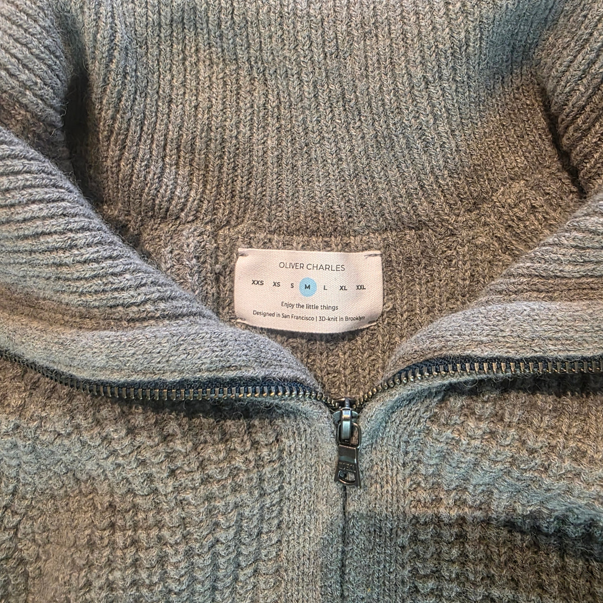 Oliver Charles 100% Khullu Yak Wool Men's Quarter-Zip Sweater-Medium-Gray-Used