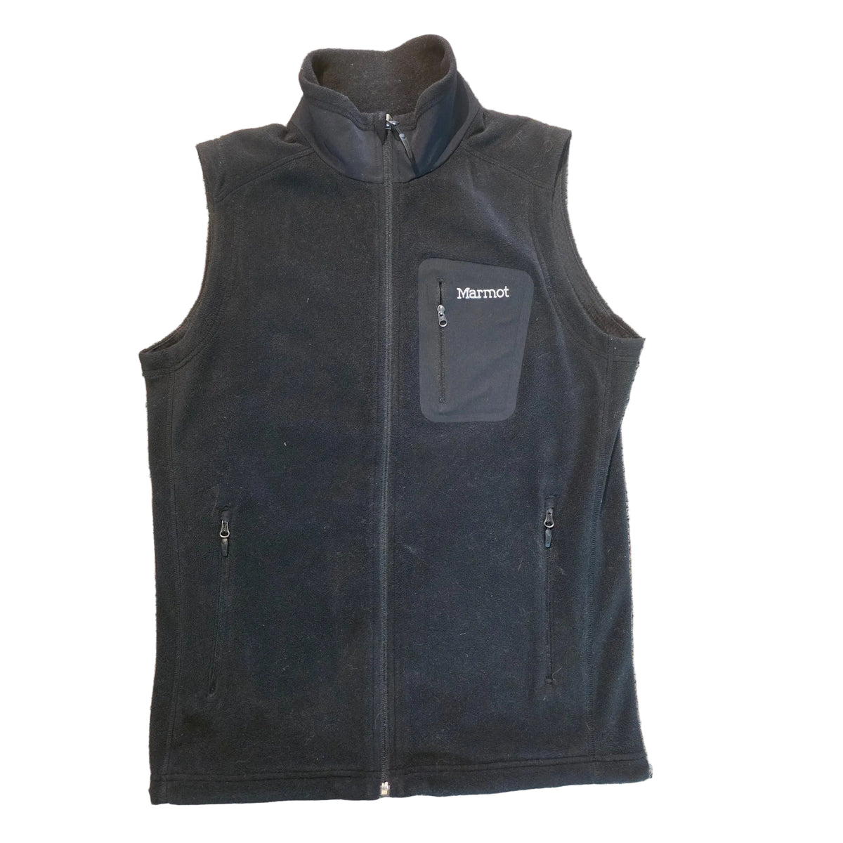 Black Marmot women's Polartec fleece vest front