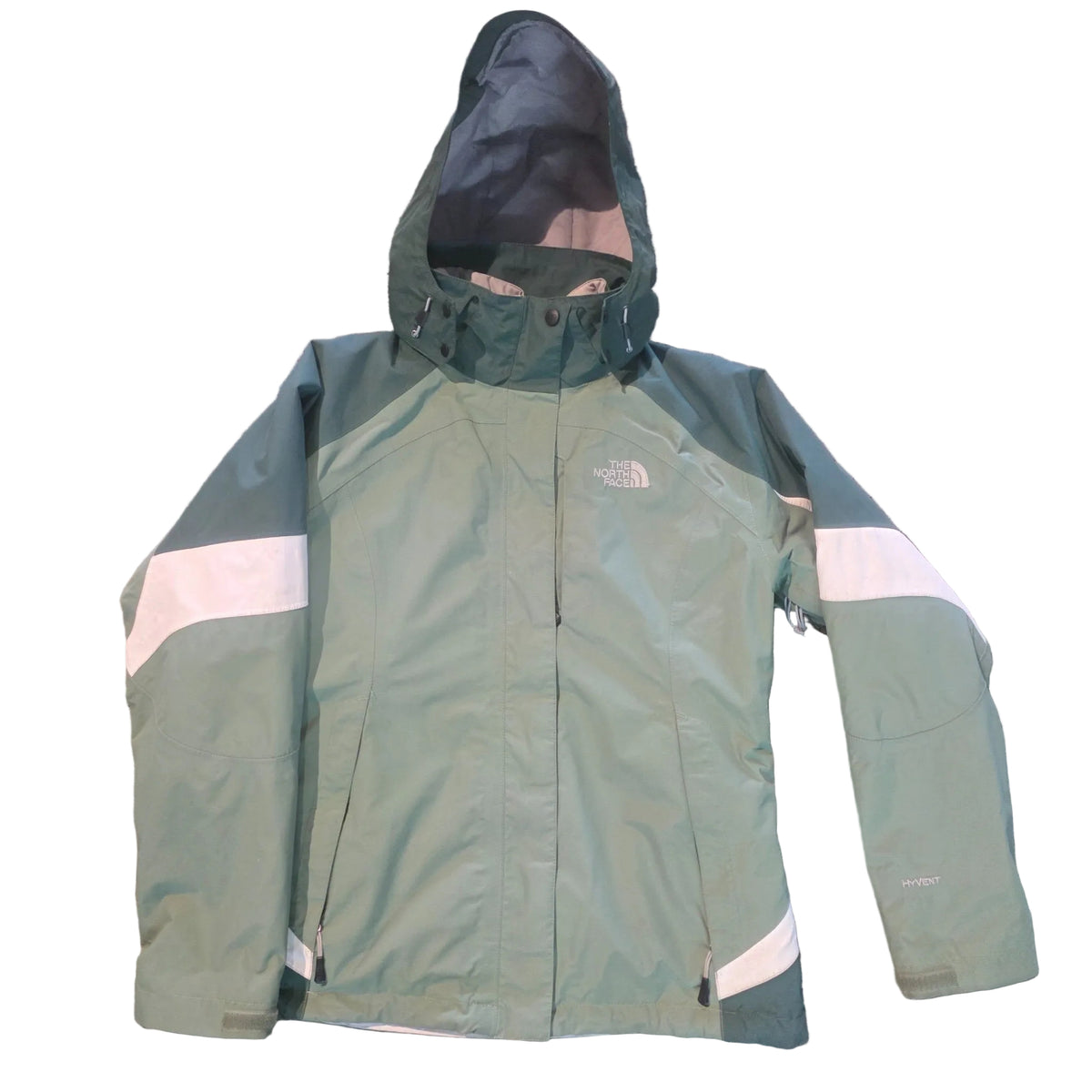 The North Face green and cream 3-in-1 jacket