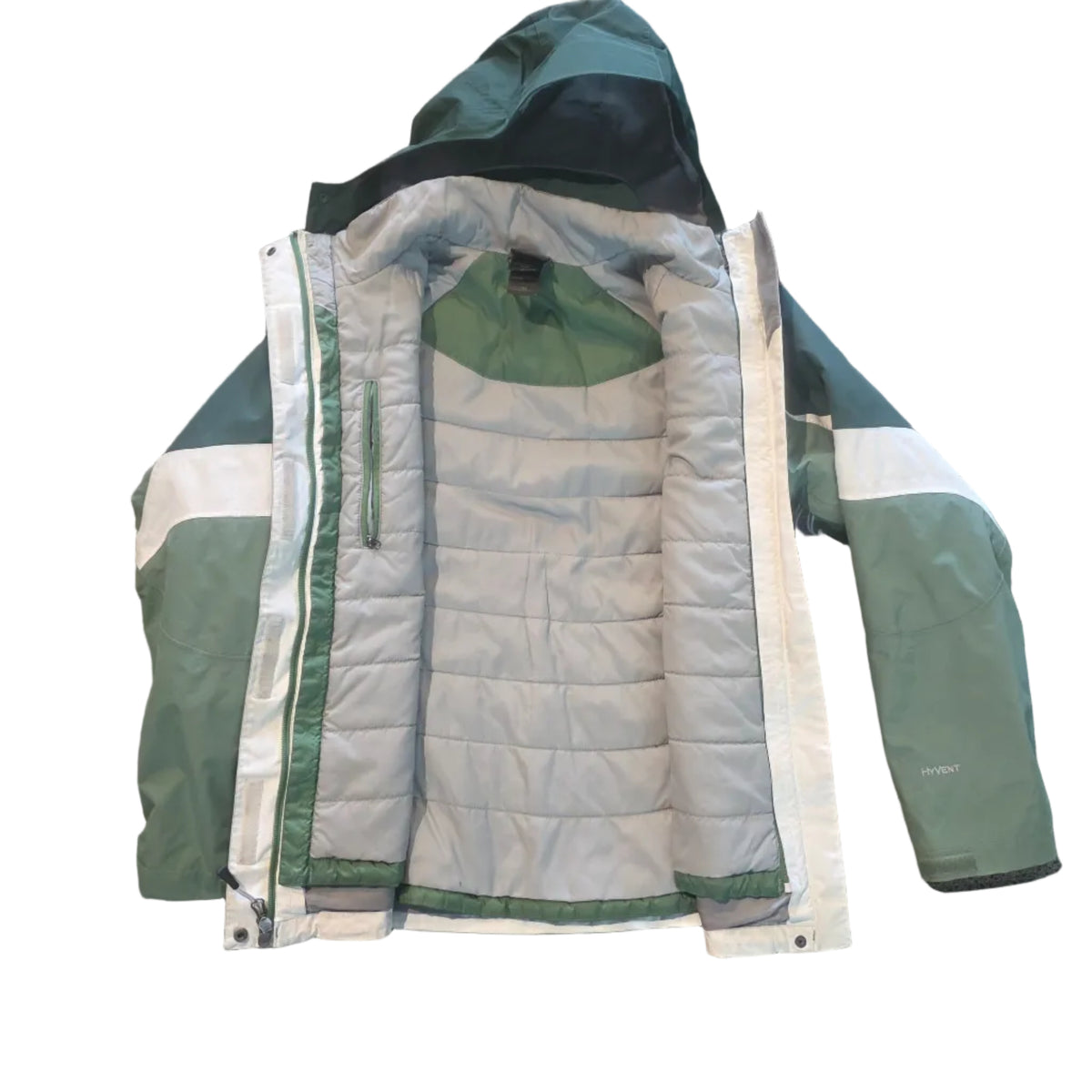 Jacket opened to show zip-in liner