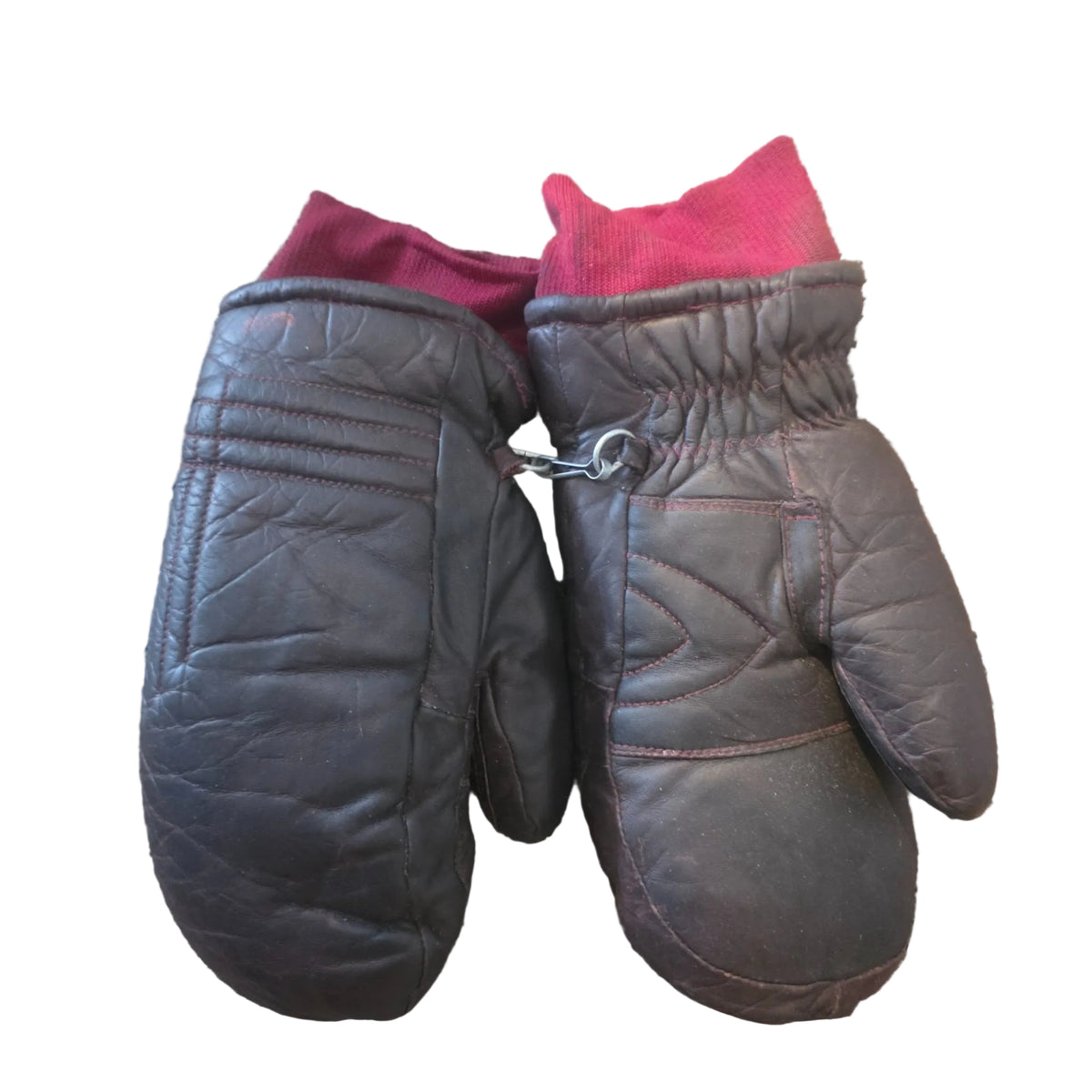 Brown leather mittens