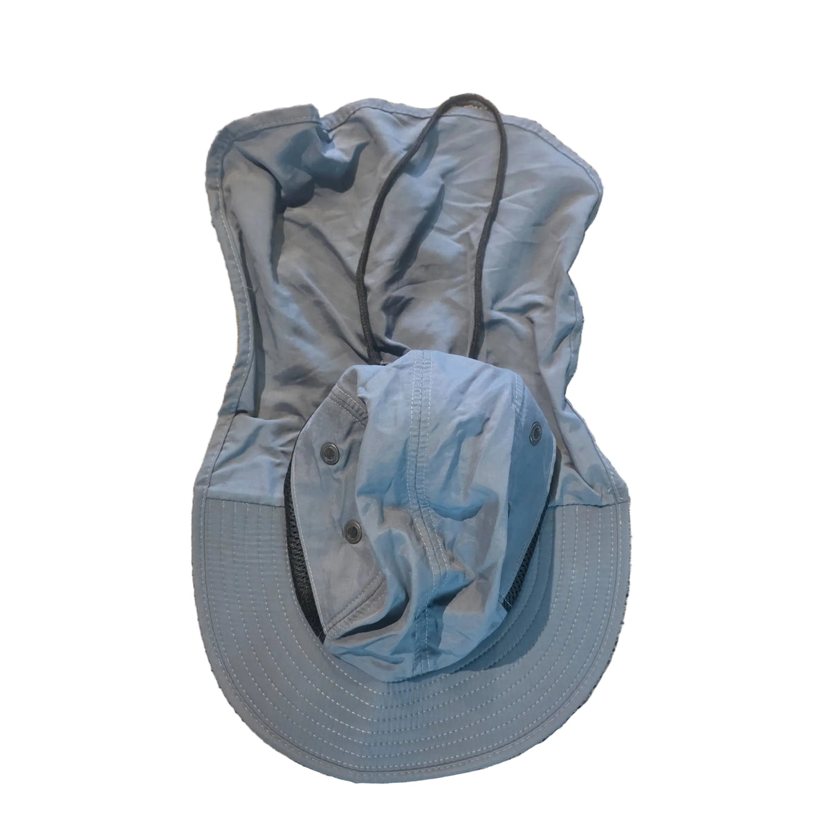 Gray sun cape hat top view