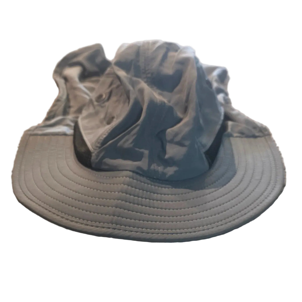 Gray sun cape hat front view