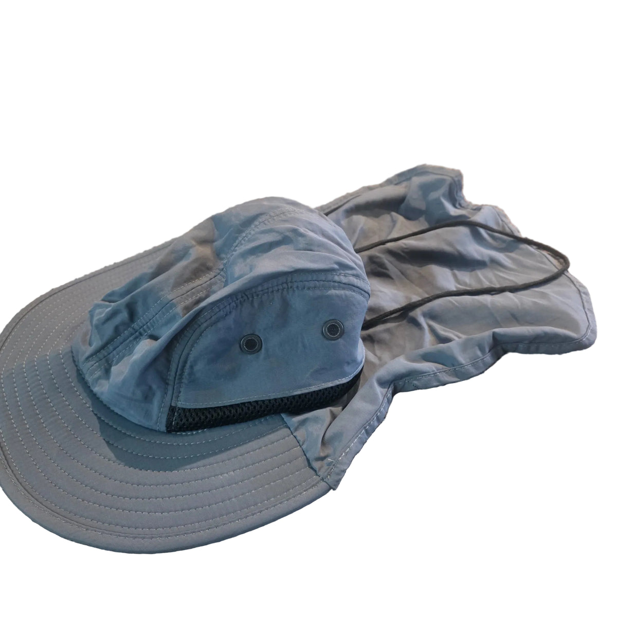 Gray sun cape hat side with neck cape