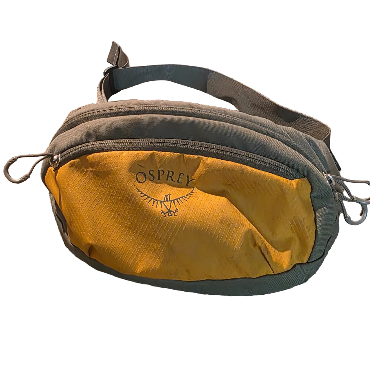 Osprey gray and yellow sling bag front