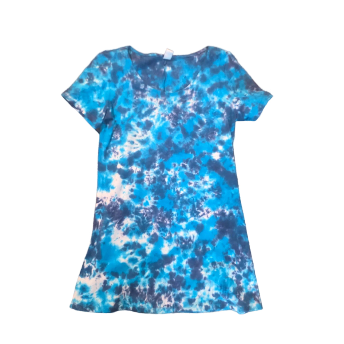 Blue tie dye tunic shirt full view