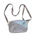Chala Nature floral dragonfly crossbody bag, gray and turquoise
