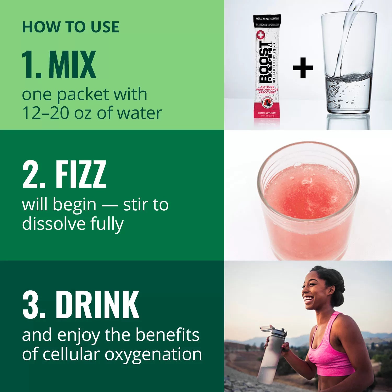 Boost Oxygen-Electrolyte Drink Mix – Mixed Berry Fizz (6 Packets)