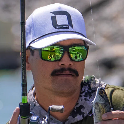 Optic Nerve-Cuda Matte Black w/ Polarized Amber Lens Green Mirror