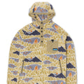 Hoodie with nature-themed pattern on a white background