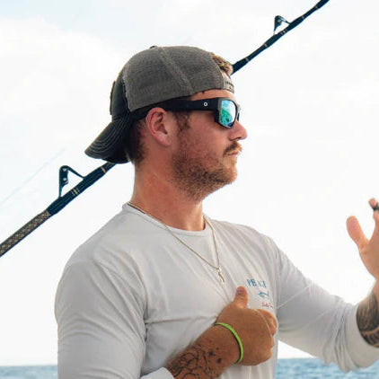 Optic Nerve-Caddo Matte Gray Tortuga w/ HYDROGLARE Polarized Smoke Lens Ice Blue Mirror