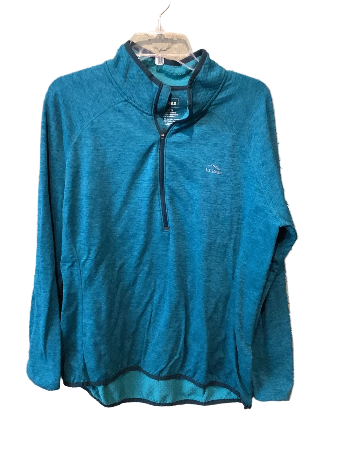 L.L.Bean teal quarter zip pullover front