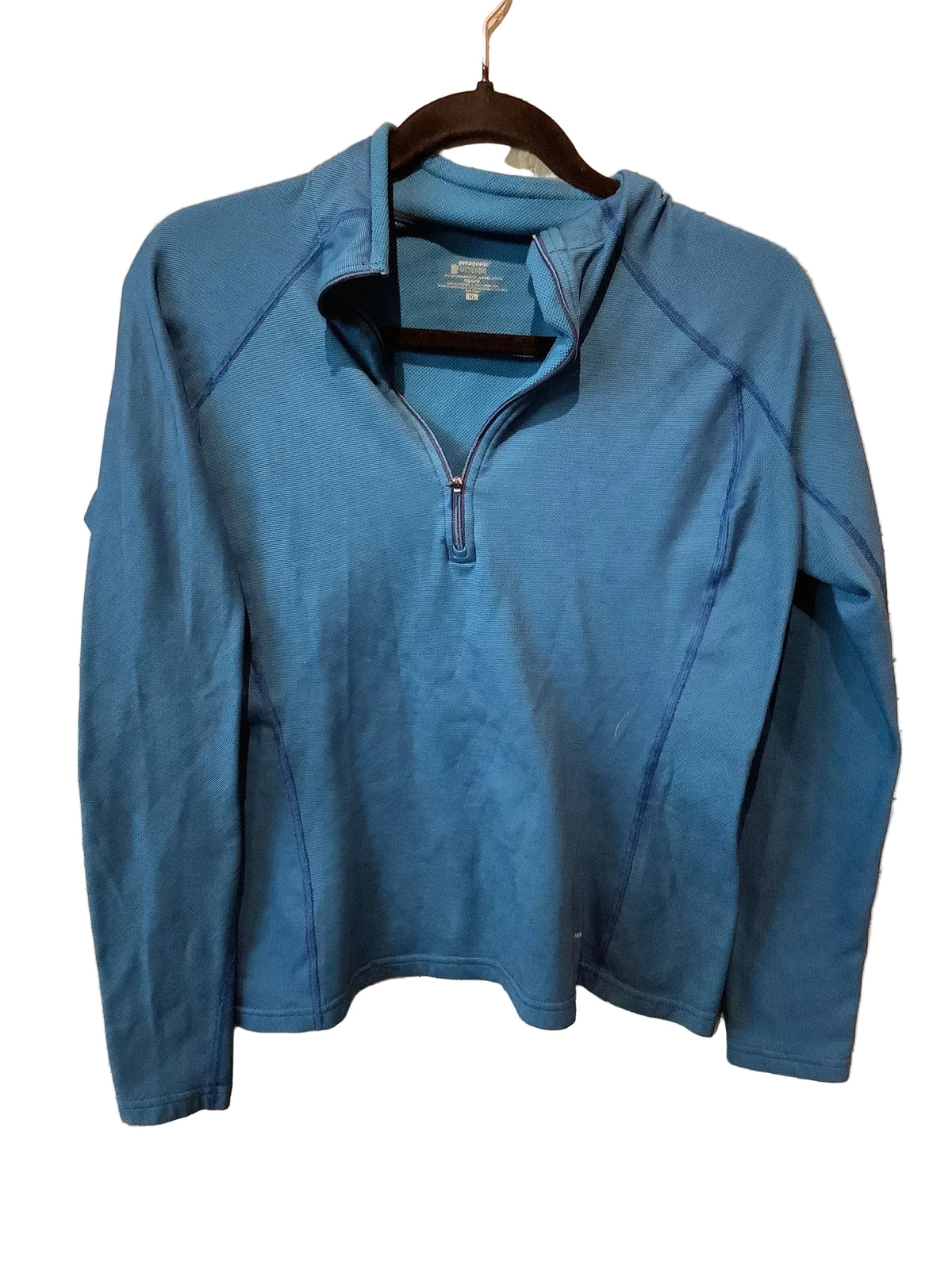 Blue Patagonia women's quarter-zip base layer front