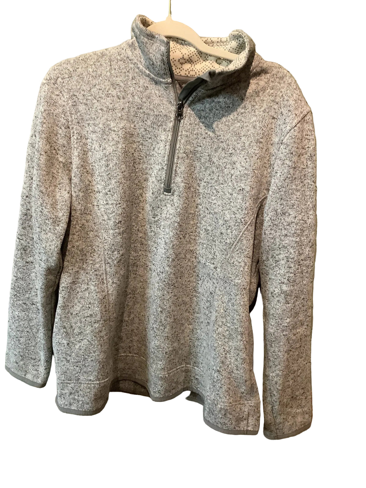 Eddie Bauer women's gray fleece lined quarter zip front