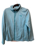 The North Face women's turquoise full zip fleece jacket front