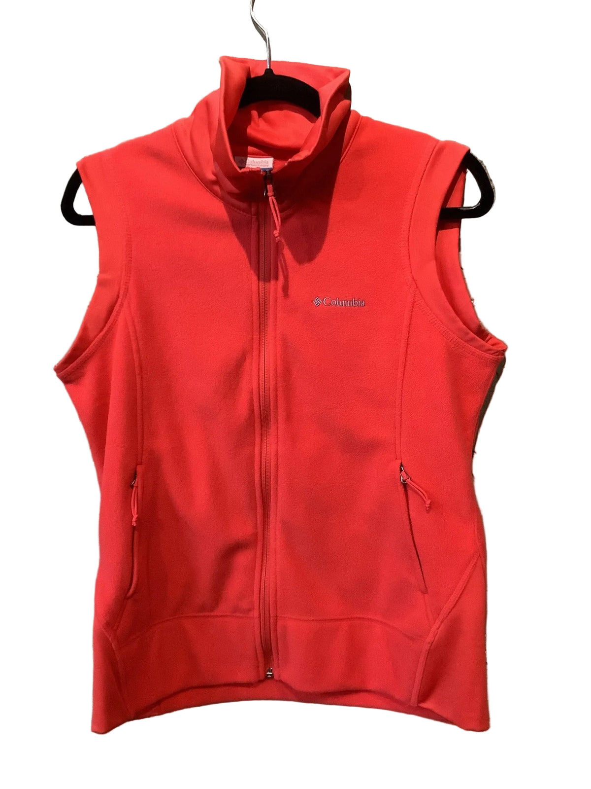 Columbia coral orange women's fleece vest front