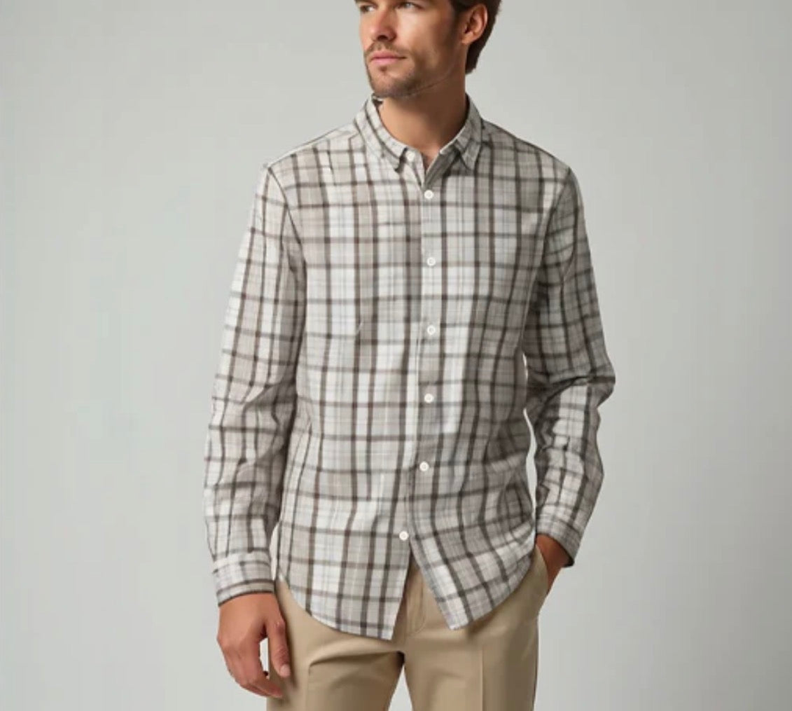 Herringbone plaid shirt