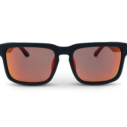 Optic Nerve-Mashup Matte Black + Wood w/ Polarized Gray Lens Red Mirror