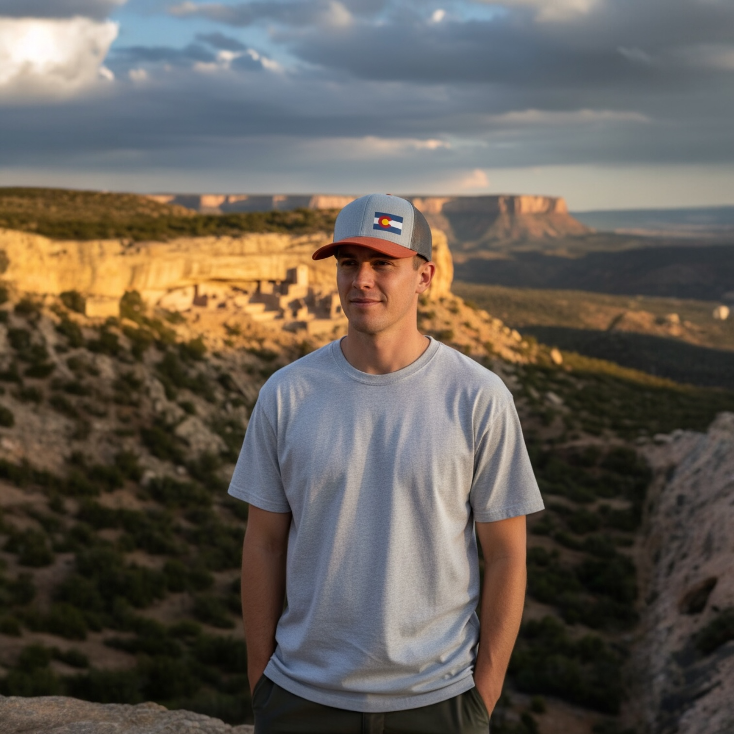 Colorado Flag Trucker Hat Orange/Charcoal/Gray