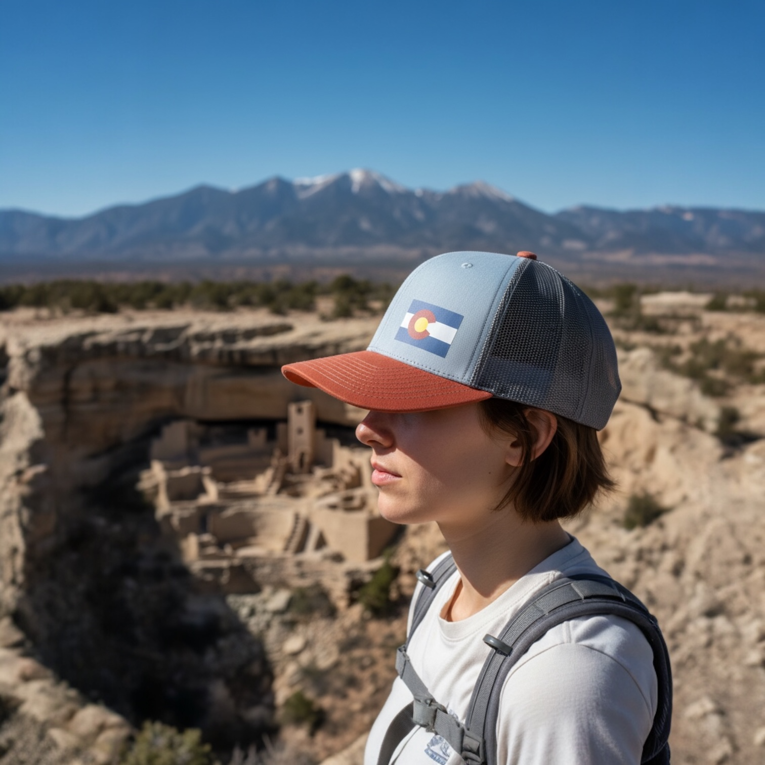 Colorado Flag Trucker Hat Orange/Charcoal/Gray
