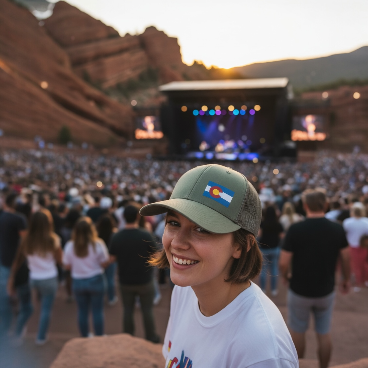 Colorado Flag Trucker Hat Army Green