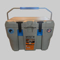 Lifetime 28 quart gray cooler front and raised carry handle