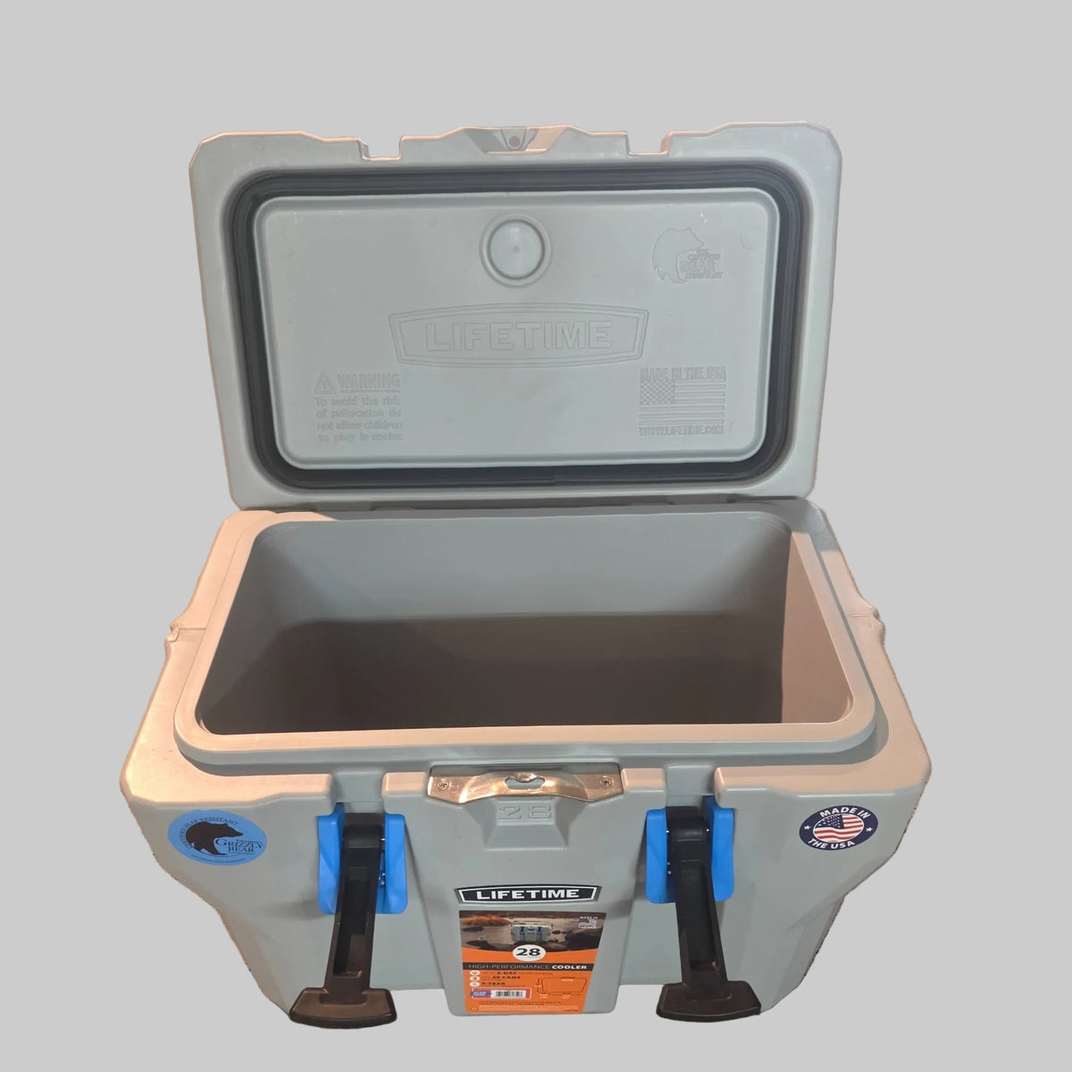Lifetime 28 quart cooler open interior and lid gasket
