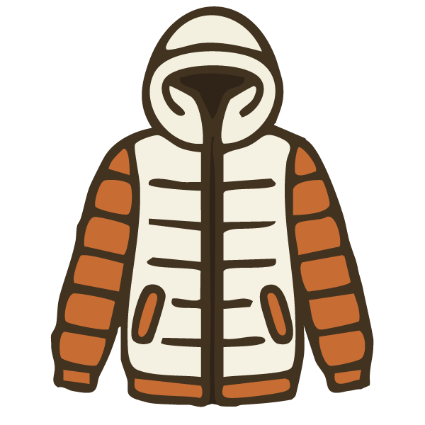 Illustration of a hooded jacket with brown accents on a white background