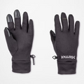Pair of black gloves with touch screen tips on a white background