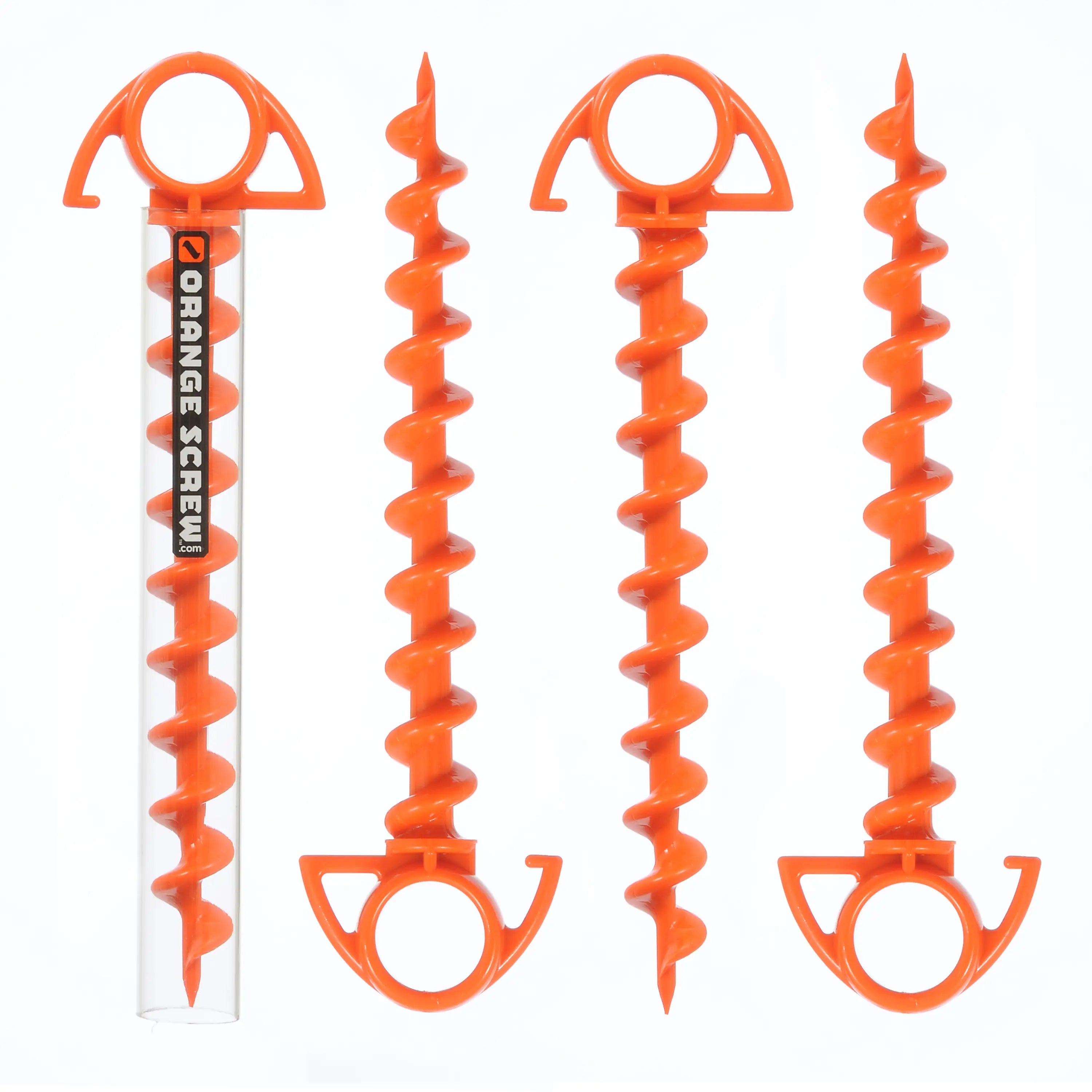 Orange Screw Small Ground Anchor 4-Pack